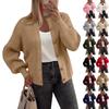 Women's Knitted Cardigan Short Knit Round Neck Open Front Sweater Button Down Elegant Casual Cardigan For Women
