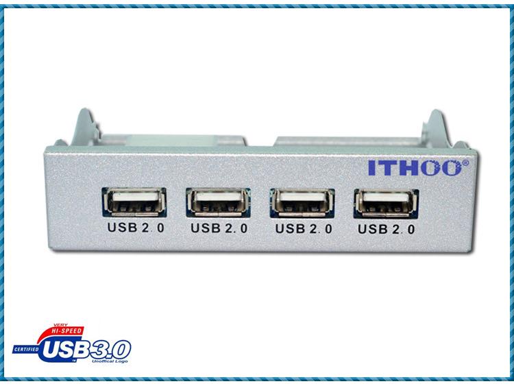 3.5" USB 2.0 Floppy Drive Front Panel with 4-Port Hub