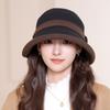 Осенне-зимняя шляпа рыбака, женская двухцветная вязаная шляпа, утолщенная теплая элегантная шляпа-тазик
