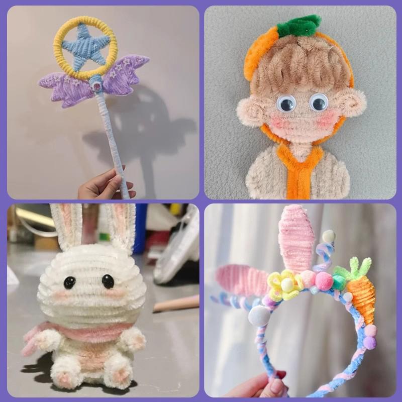 100 шт. Пушистые проволочные стебли из синели DIY Полоски Скручивающаяся проволока Наковальня Проволока Ремесленная трубка Материал для поделок Плюшевая трубка Креативная игрушка