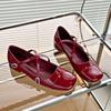 Women's Mary Jane Shoes Square Toe One-line Buckle Shallow Mouth Women's Shoes Dress Square Heel Fashion New Zapatillas De Mujer