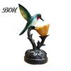 French Country Home Decor Hummingbird Table Lamp with Flower Shade, Resin Bird Accent Night Light, 7.48 Retro Style Inch Decorative Desk for