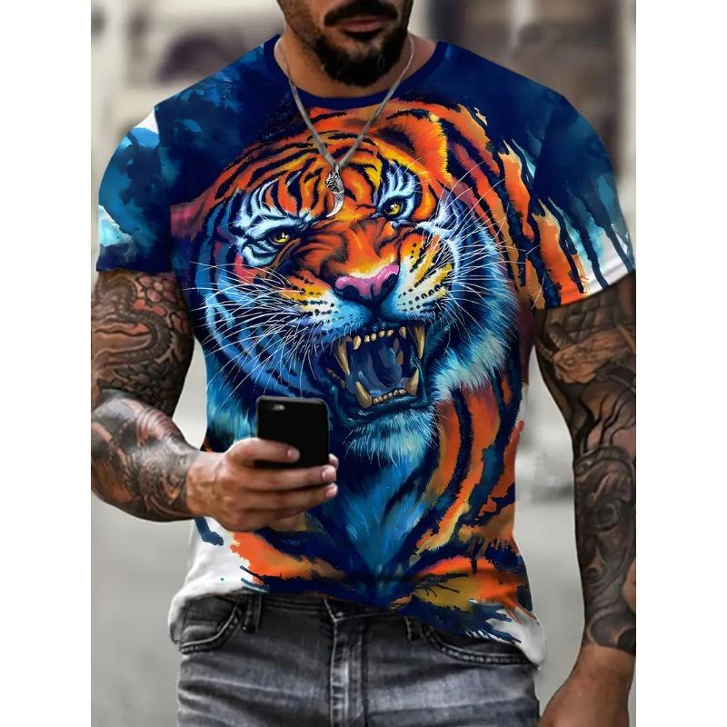 Мужская футболка с принтом 3D Printed Summer Lion с коротким рукавом