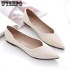 Sharp Pointed Single Shoes Women's Shoes Flat Bottomed Low Heeled Work Shoes Bean Shoes