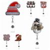 Retractable Christmas Badge Reels Christmas Hat Snowman Elk Alligator Badge Clip Xmas