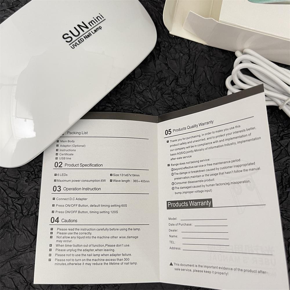 Мини 6 Вт светодиодная УФ-лампа для сушки ногтей, микро USB-устройство для сушки гель-лака, оборудование для дизайна ногтей, 6 светодиодов, маникюрный инструмент для ногтей