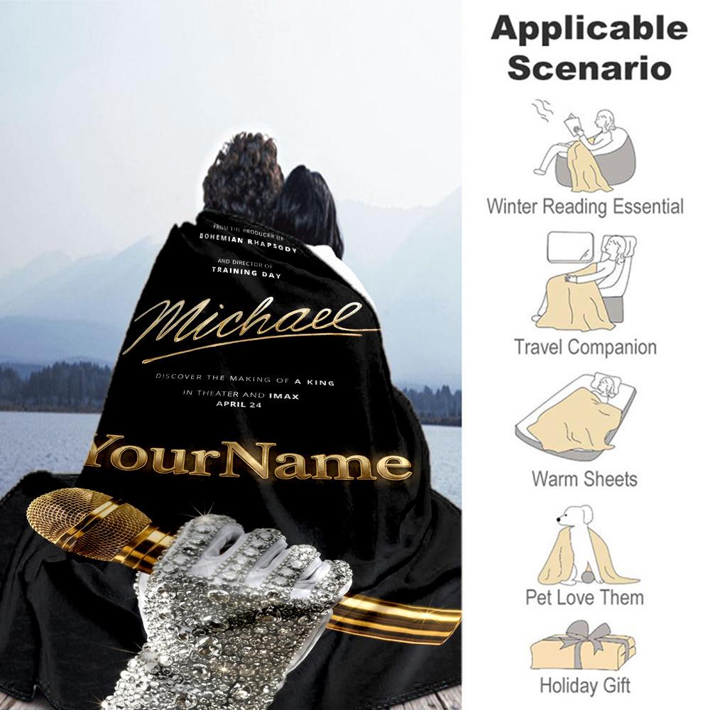 Michael Jackson 121 Personalized Text Blanket Throw Personalized Blanket Ultra-Soft Perfect for Bed Couch Office Chair Office