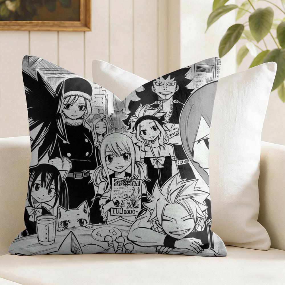 FFairy Tail Anime Cushion Cover Eco Linen Pillow Case DoubleSided Print Breathable Durable Zipper Home Decor Gift
