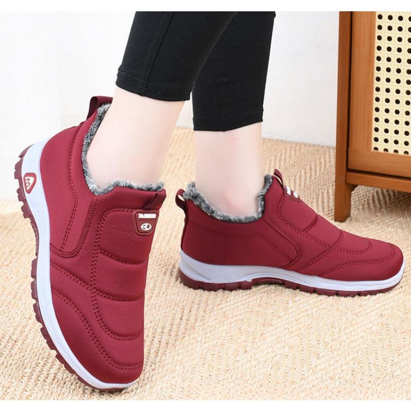 Женские зимние ботинки с флисовой подкладкой, зимние теплые водонепроницаемые ботинки без застежек, теплые уличные короткие ботинки