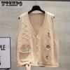 Вязаный кардиган с V-образным вырезом для женщин на весну и осень, свободный крой, верхняя одежда, свитер, жилет