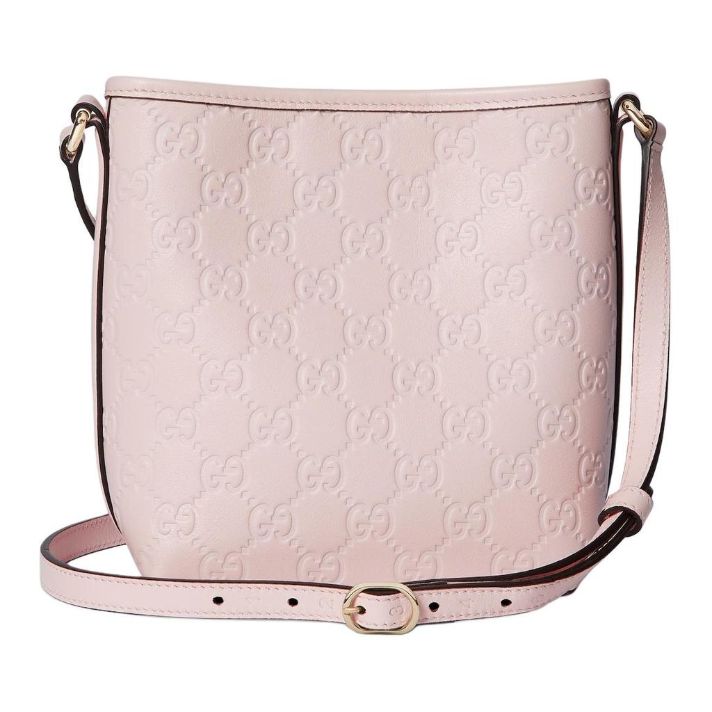 Gucci GG Emblem Mini Bucket Bag Women Shoulder Bag Gold Pink 847090-AAFDV-5734