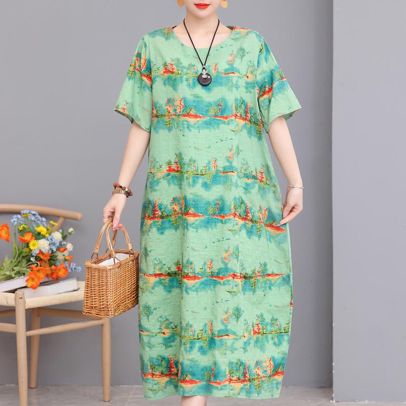 Летнее длинное платье больших размеров, женские свободные элегантные женские винтажные платья с принтом