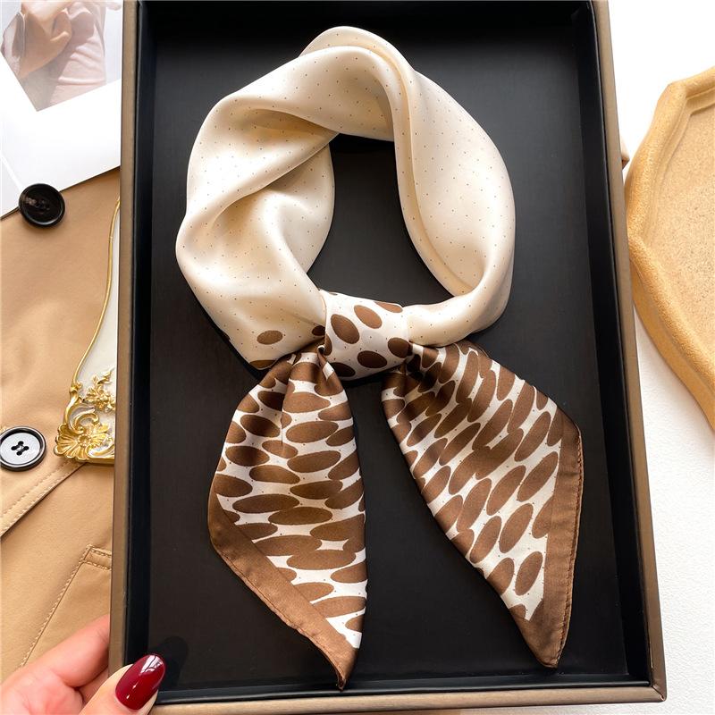 Peony Flower Small Silk Scarf Satin Versatile Scarf Thin Sunscreen Headscarf 70Cm Simulated Silk Square Scarf