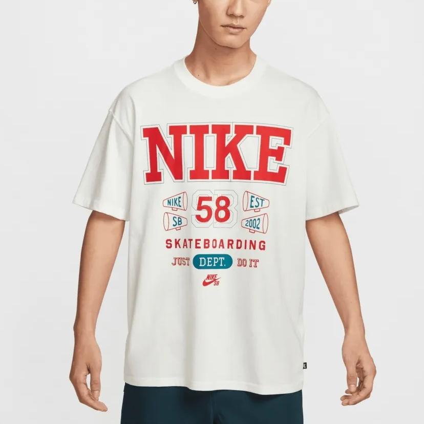 Nike Хлопковая футболка с графическим принтом, круглый вырез, белая HV1312-133