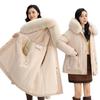 Winter Thickened Parker Jacket Women's Waist Was Thin, Hooded Big Fur Collar Warm Cotton Jacket