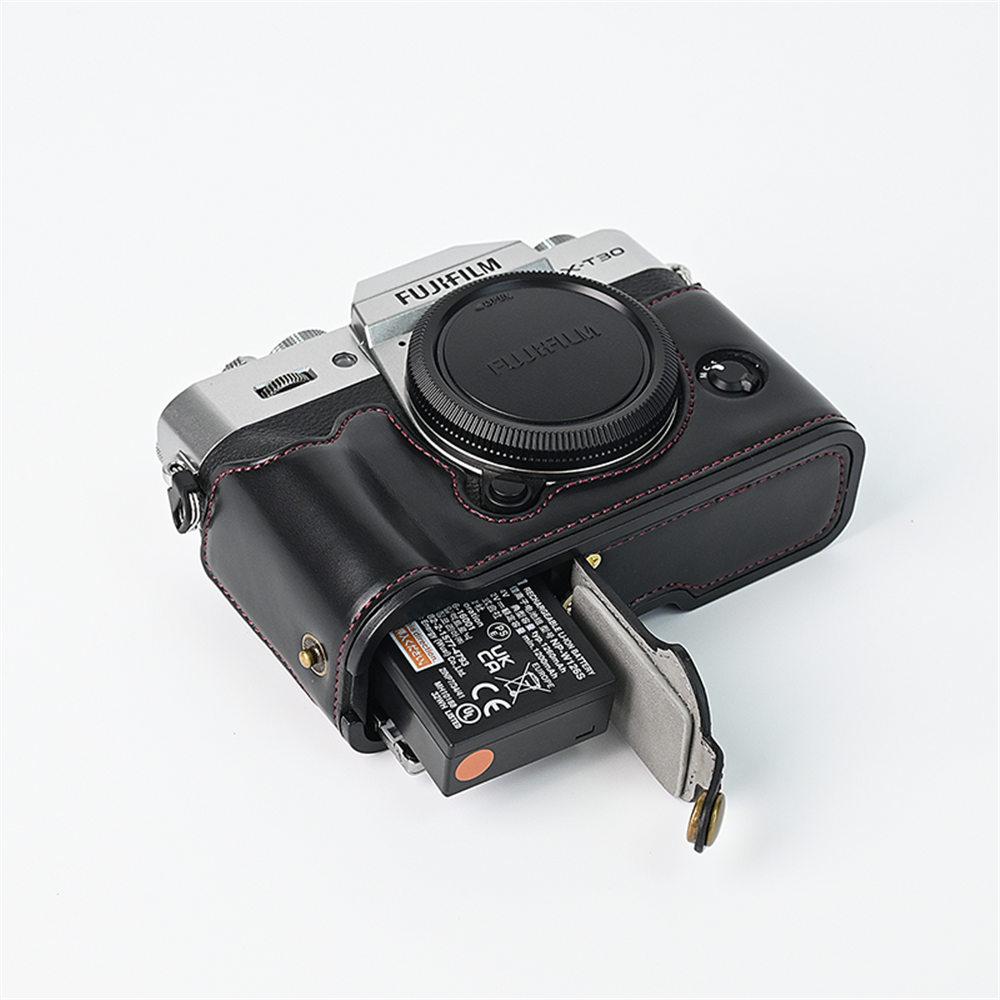 Oil Print PU Leather Camera Half Case for Fujifilm XT30II XT30 XT20 XT10 Fuji X-T30 X-T30II X-T20 X-T10 Battery Open With Strap