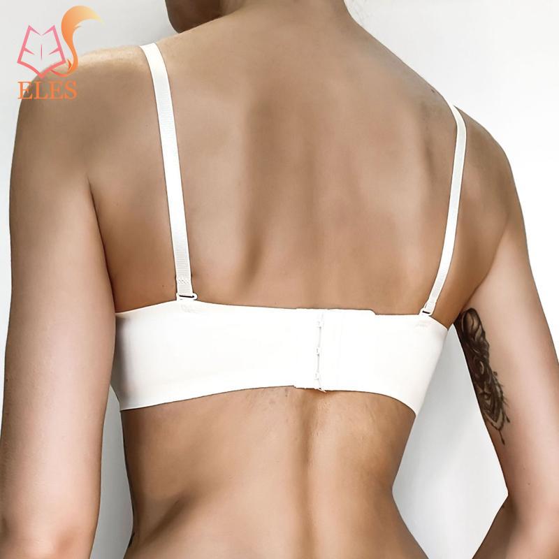 Strapless Bra for Women Front Buckle Push-Up Underwear No Wire Pull Up Non-Slip Bandeau Bra