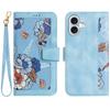 For iPhone 16 Case Flower Pattern PU Leather Phone Cover with Card Slots