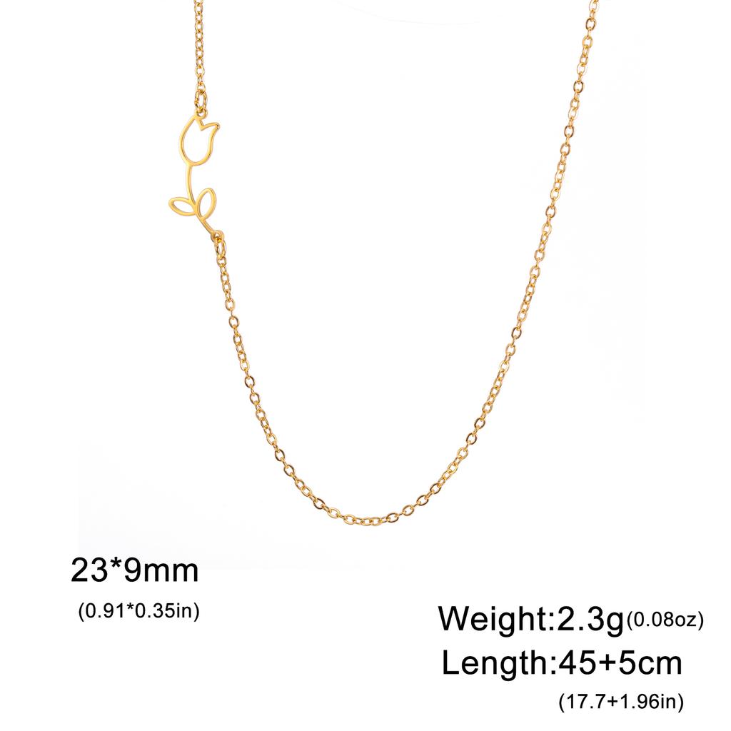 Hollow Flower Heart Pendant Stainless Steel Necklace For Men And Women Fashionable Sweet Romantic Valentine's Day Gift Jewelry