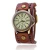 "Punk Retro Leather Watch with Bronze Roman Numerals - Quartz Movement"