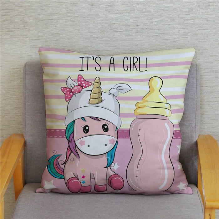 45*45 квадратная наволочка для домашнего декора, наволочка, наволочка с милым мультяшным принтом единорога, наволочка