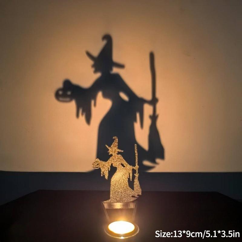 Funny Shadow Stand Metallic Candle Holder Halloween Decoration Desktop Ornaments Scary Tea Light Candle Stands Party Decor