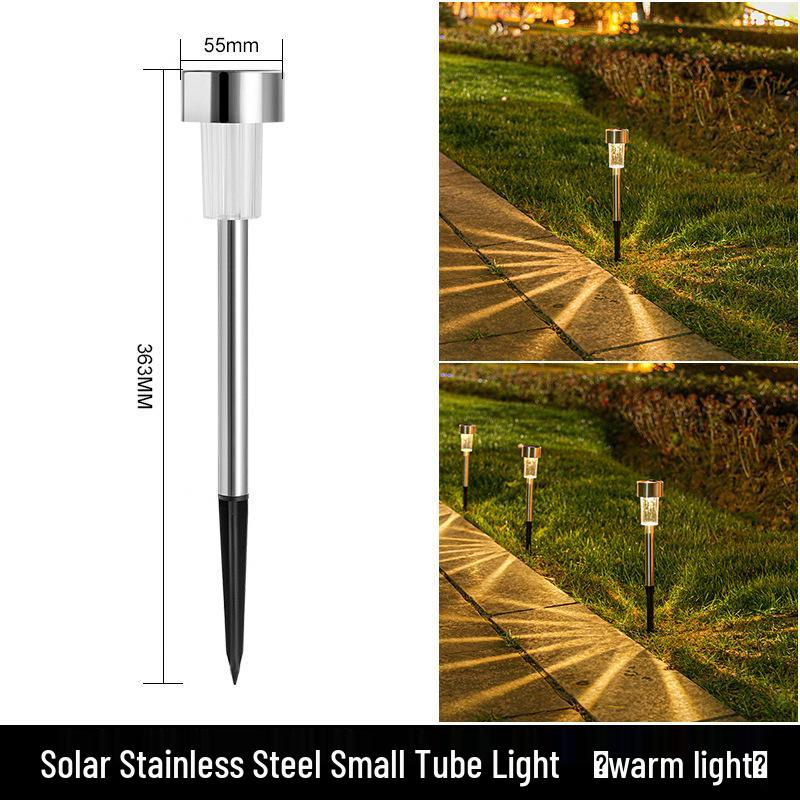 Solar Stainless Steel Mini Lawn Light – Outdoor Villa Courtyard Night Decoration with Ground Insert