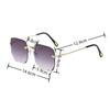 Fashion Lady Oversize Rimless Square Sunglasses Women Men Big Glasses Gradient Sun Glasses