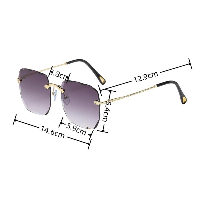 Fashion Lady Oversize Rimless Square Sunglasses Women Men Big Glasses Gradient Sun Glasses
