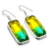 Bi-Color Tourmaline Gemstone Handmade 925 Sterling Silver Earring 2.01" i2E12