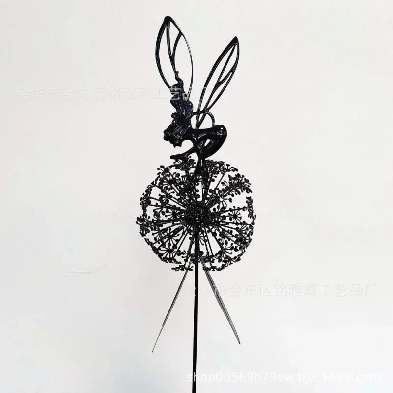 Садовые декоративные феи и одуванчики танцуют вместе Металлический садовый двор Художественный декор Садовый ландшафт Скульптура Украшения с изображением пикси