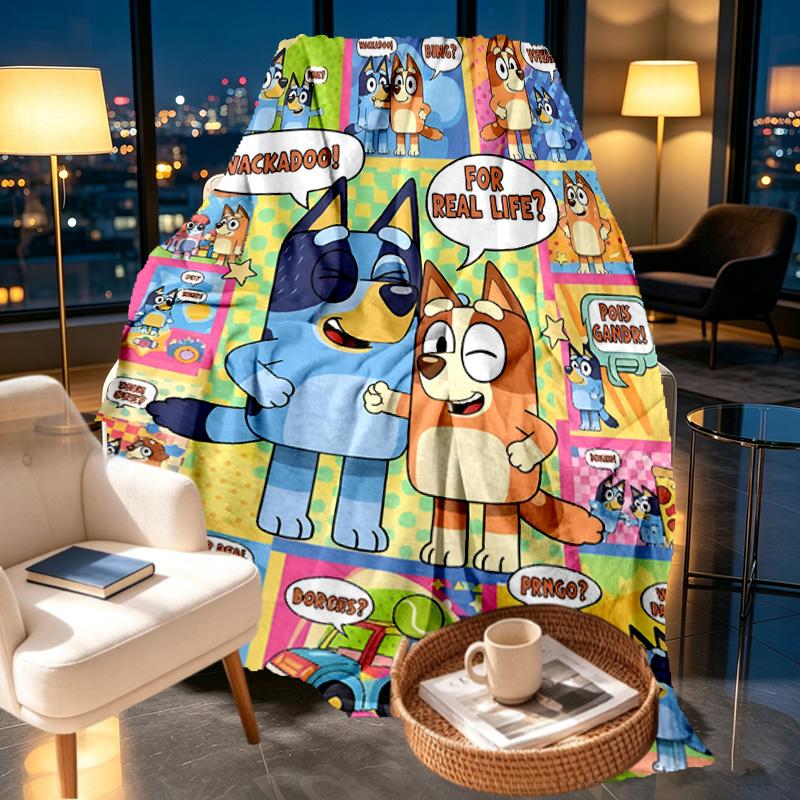 Bluey Print Blanket - Soft & Comfortable, for Bedroom, Travel, Sofa, Home Decoration - Birthday Christmas Gift for Friend