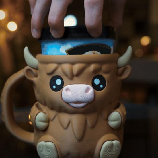 Держатель для пинты мороженого «Хайлендская корова», держатели для эскимо, держатель для пивной банки, изолированный держатель для мороженого со скрытым ящиком для закусок и ложками