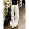 White Cotton and Linen Wide-leg Pants Women's Summer Thin High Waist Loose Drape Small Quick-drying Straight Sports Casual Pants
