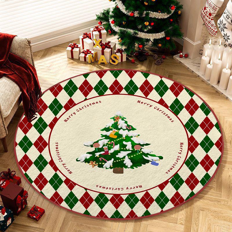 Большой круглый ковер из искусственного кашемира - гидрофобный и нескользящий, идеально подходит для гостиной или спальни