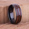 Fashion 8mm Men Black Stainless Steel Rings High Polished Blue Abalone Shell for Men Wedding Party Jewelry Anniversary Gifts