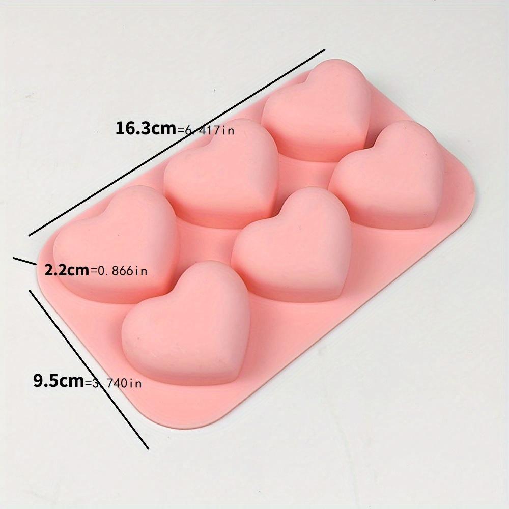 6-Cavity Valentine's Heart Silicone Mold for DIY Soap Making Heart Candy Mould Cake Bake Pan Chocolate Molds Ice Tray- Pink & Gray