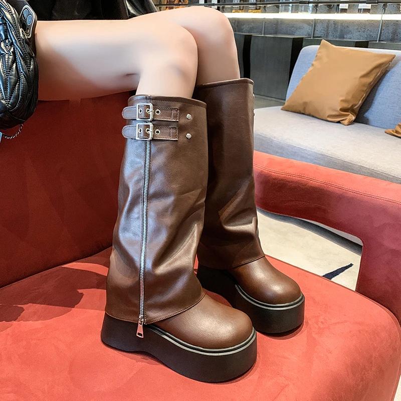 2024 New Autumn and Winter Versatile Women's Flat Heel Women's Boots High-Quality Women's Rider Boots Casual Knee-high Boots