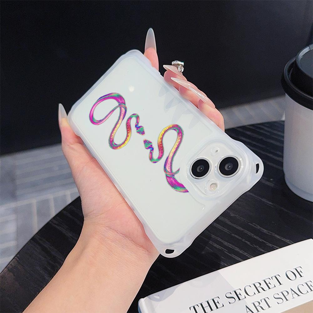 Soft Phone Cases for iPhone 16 15 13 12 11 14 Pro Max 8 Plus Four Corners Anti-Drop Protective Cover Optional Lanyard Rope N73 Black Gold Snake Design