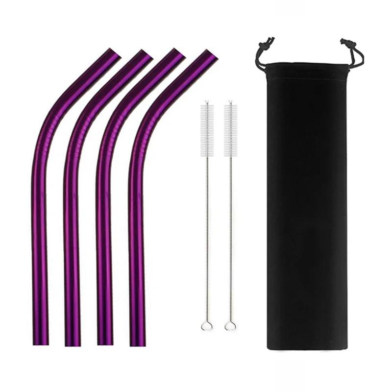 Соломинки для смузи из нержавеющей стали 304, ширина 12 мм, многоразовые металлические трубочки для питья молочных коктейлей, набор изогнутых трубочек для чая Boba Bubble Tea