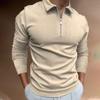 Men's New Long Sleeve T-shirt Men's Polo Shirt Casual Lapel T-shirt Striped Printed T-shirt Tops