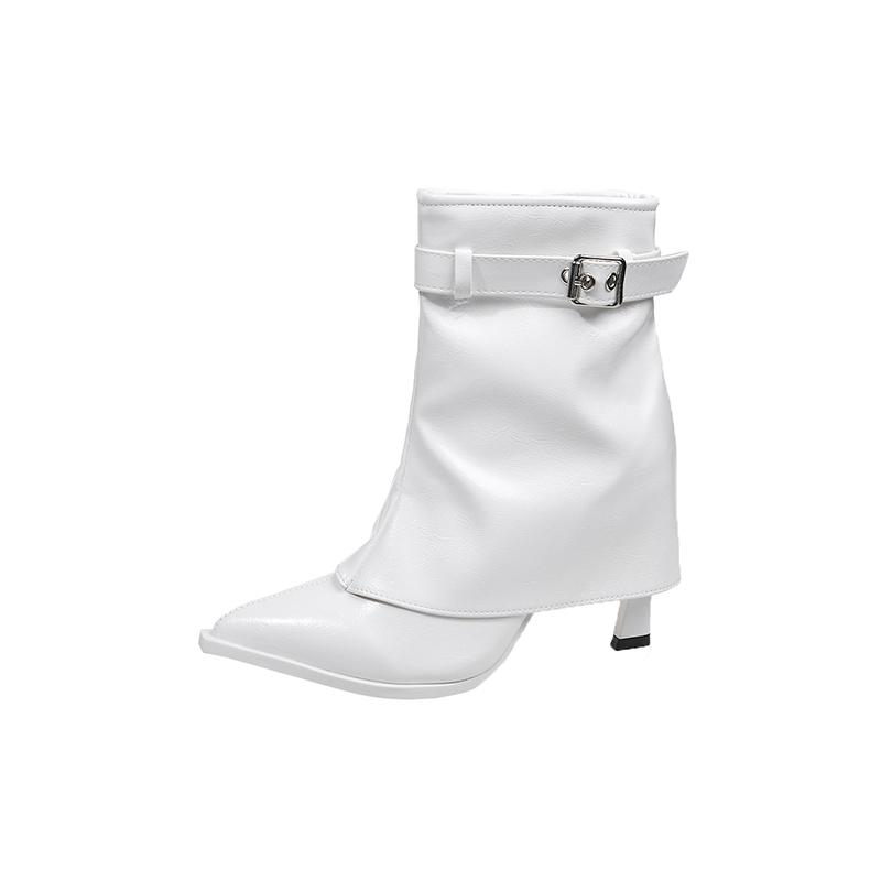 Модные зимние новые ботильоны на тонком каблуке из хлопка, женская мода, острый носок, боковая молния, ремешок с пряжкой, противоскользящие, износостойкие