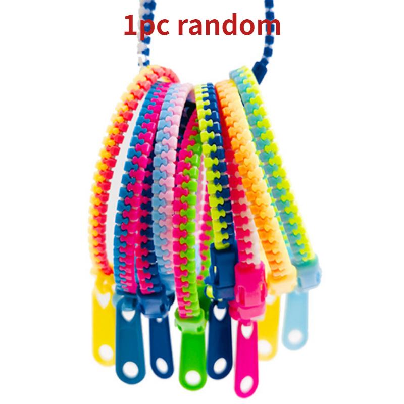 Candy Two-color Zipper Chain Bracelet Fidget Sensory Stress Relief Toys For Children With Autism Adults Anxiety Antistress Gifts