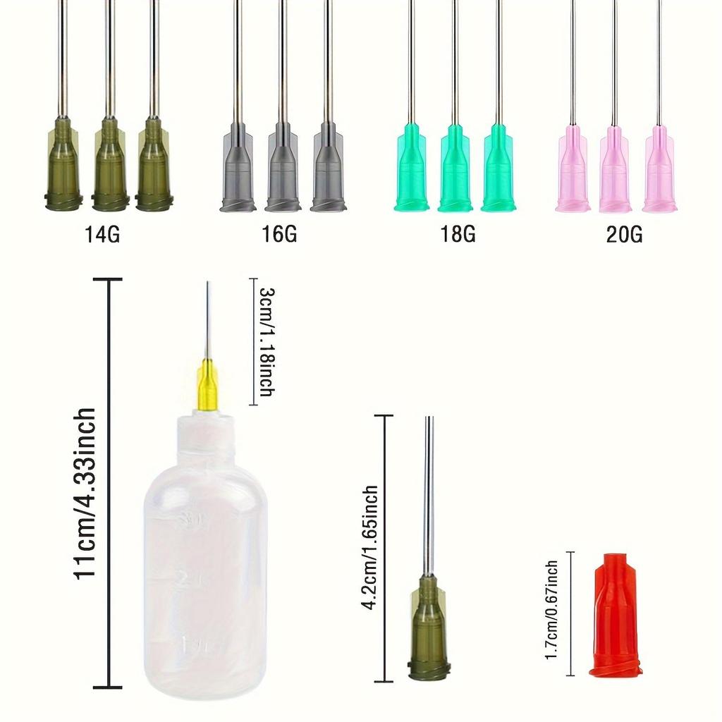 34 Pcs Glue Applicator Bottles Set, 30ml Plastic Squeezable Dropper Bottles with Blunt Needle Tip