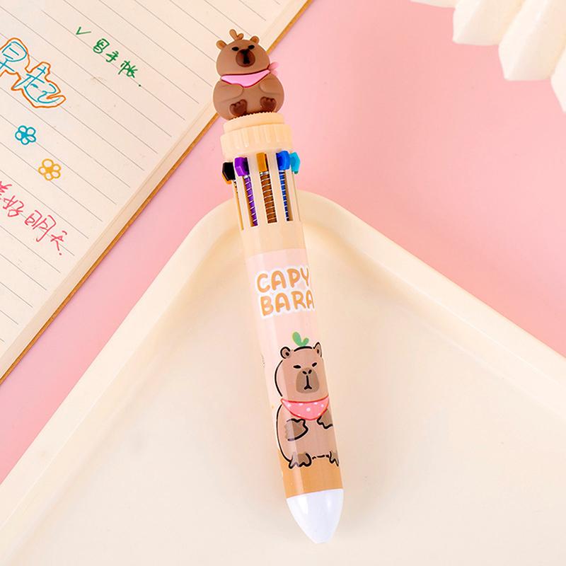 Шариковая ручка Capybara 10 цветов, симпатичная, 0,5 мм, цветная гелевая ручка, школьные канцелярские принадлежности, канцелярские принадлежности, разноцветная ручка