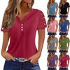 Women's Top V-neck Lace Short Sleeved Loose Casual Solid Color T-shirt