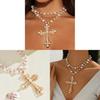 Oversized Cross Pendant Necklace With Alloy Charm For Female Punk Casual Wear