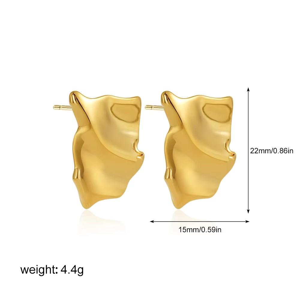 Vintage Stainless Steel Geometric Irregular Undulating Pattern Earrings 18K Gold-Plated Irregular Earrings Exquisite Fashion Jew