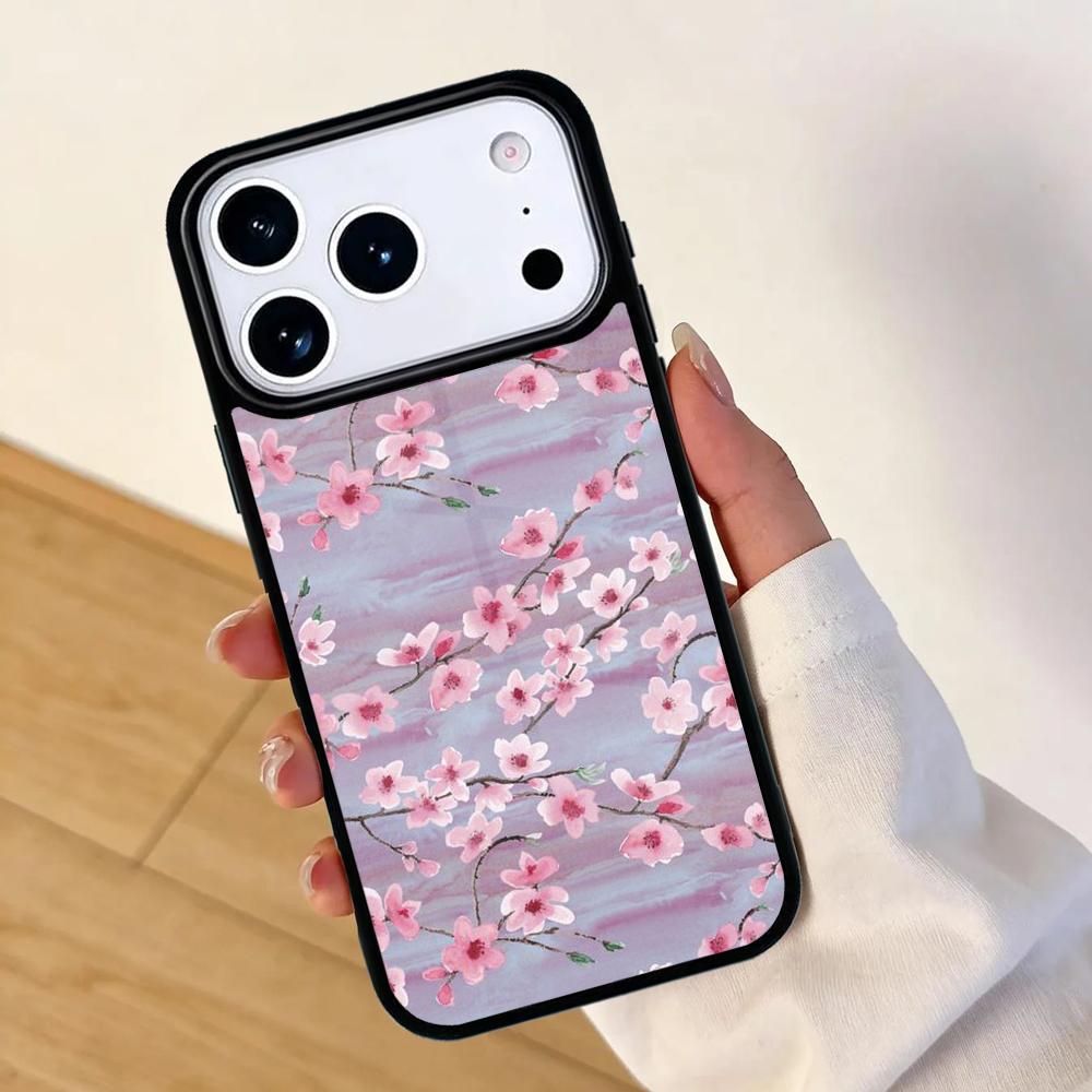 Cherry Blossom Floral Mobile Phone Case for IPhone 17 AIR 16pro Max 15 14 13 12 11 Bumper Cover