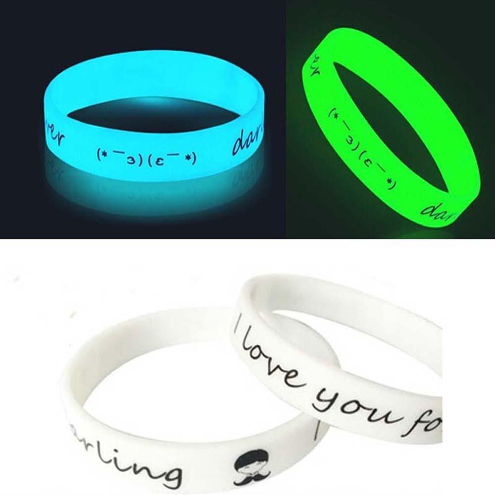 Unisex Glow In The Dark Shine Silicone Bracelet Luminous Wristband Rubber Bangle Silica Gel
